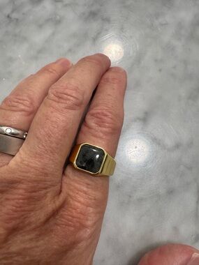 Gold Signet Ring with Black Stone